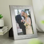 Personalised ‘Mother & Father of the Bride’ Decorative 5×7 Portrait Silver Aluminium Photo Frame - Image 2