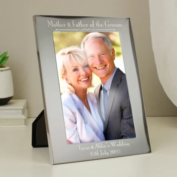 Personalised ‘Mother & Father of the Bride’ Decorative 5×7 Portrait Silver Aluminium Photo Frame