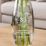 Personalised 'Happy Anniversary' Wreath Design Tapered Glass Bullet Vase - Image 3