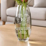 Personalised 'Happy Anniversary' Wreath Design Tapered Glass Bullet Vase - Image 2