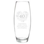 Personalised 'Happy Anniversary' Wreath Design Tapered Glass Bullet Vase - Image 4