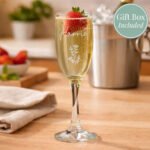 Personalised Name Only Flower Motif Glass Champagne Flute - Image 3