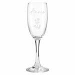 Personalised Name Only Flower Motif Glass Champagne Flute - Image 5