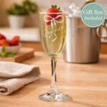 Personalised Name Only Bow Motif Glass Champagne Flute - Image 3