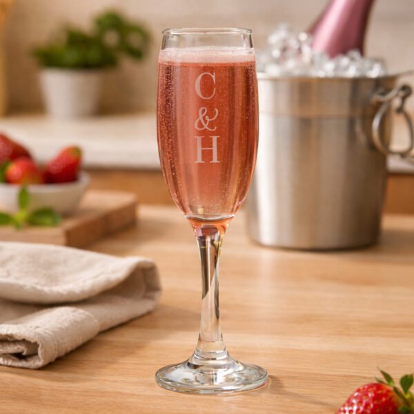 Personalised Couples Initials Glass Champagne Flute