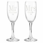 Personalised 'Mr & Mrs' Heart Motif Pair of Glass Champagne Flutes - Image 5