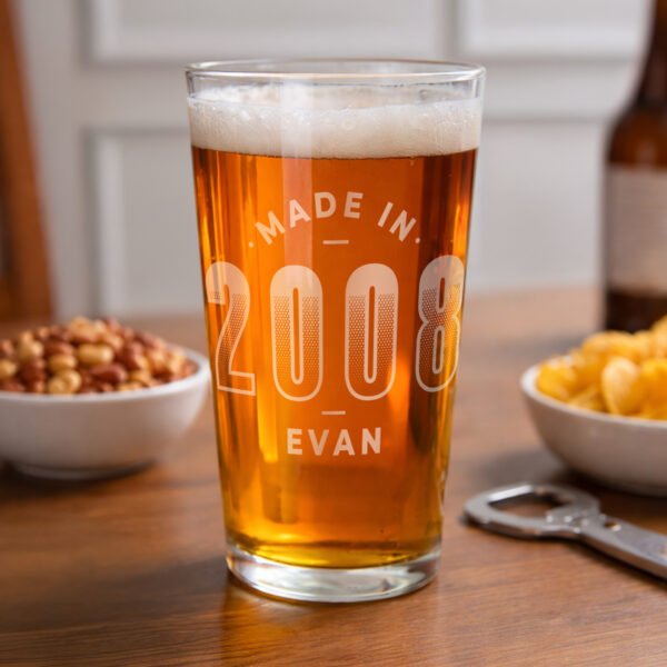 Personalised 'Made In' Birthday Big Year Pint Glass