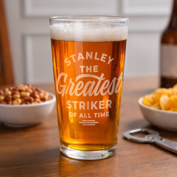 Personalised 'The Greatest of All Time' Sport Themed Pint Glass