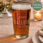 Personalised 'Groom' Elegant Wedding Pint Glass - Image 3