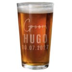 Personalised 'Groom' Elegant Wedding Pint Glass - Image 4