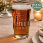 Personalised 'Father of the Groom' Elegant Wedding Pint Glass - Image 3