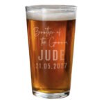 Personalised 'Brother of the Groom' Elegant Wedding Pint Glass - Image 4