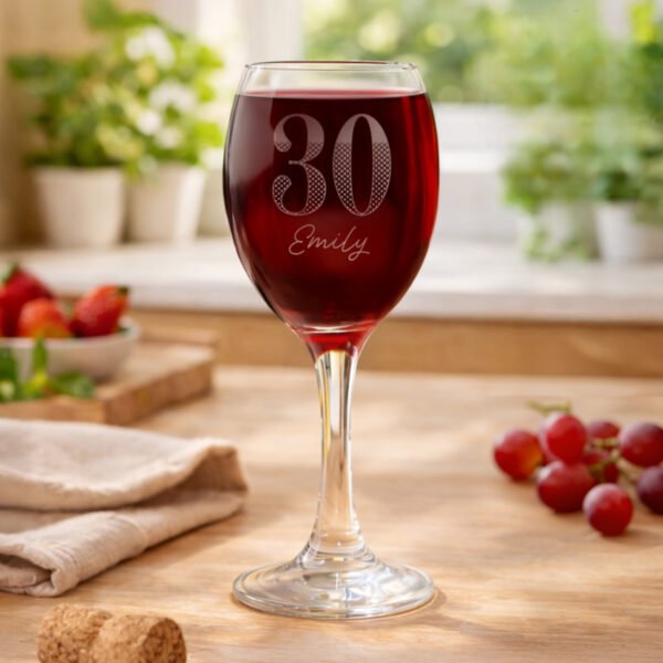 Personalised Big Number & Name Birthday/Anniversary Wine Glass
