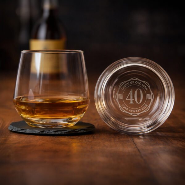 Personalised Big Number Base Engraved Glass Tumbler