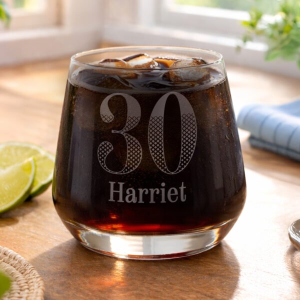 Personalised Big Number & Name Birthday/Anniversary Glass Tumbler