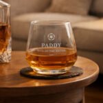 Personalised Any Message Football Motif Glass Tumbler - Image 3