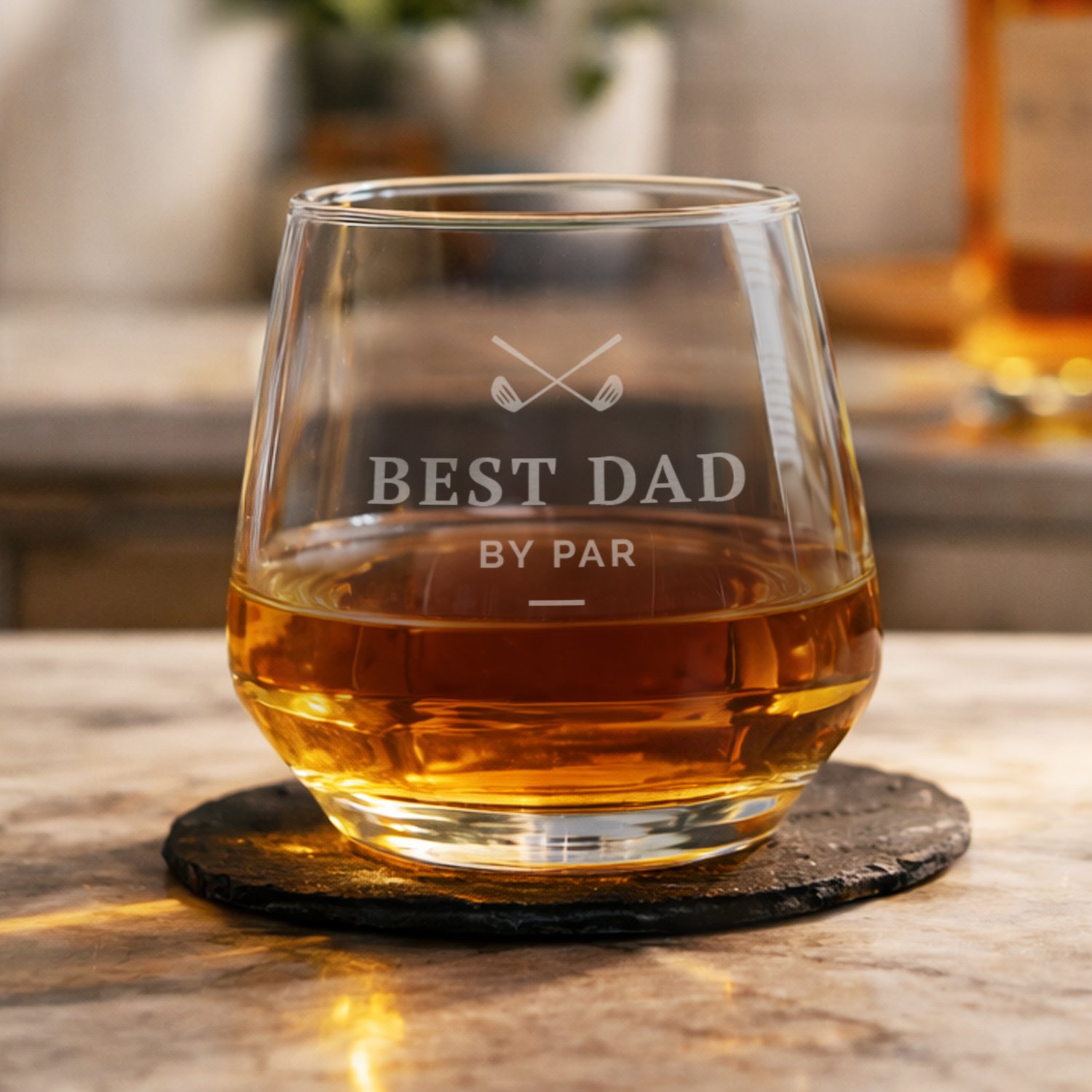 P0107K80 Personalised Any Message Golf Clubs Motif Glass Tumbler Personalised Any Message Golf Clubs Motif Glass Tumbler - Image 1