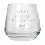 Personalised Any Message Bow Tie Motif Wedding Glass Tumbler - Image 5