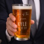 Personalised Any Role Elegant Wedding Pint Glass - Image 2