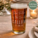 Personalised Any Role Elegant Wedding Pint Glass - Image 3