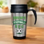 Personalised 'Football Mug' Stainless Steel Thermal Travel Mug