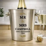 Personalised Gold Leaves Design Couples Stainless Steel Ice Bucket - Image 4