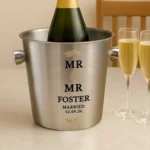 Personalised Gold Leaves Design Couples Stainless Steel Ice Bucket - Image 2