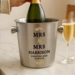 Personalised Gold Leaves Design Couples Stainless Steel Ice Bucket - Image 3