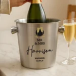 Personalised Any Message Champagne Flutes Motif Stainless Steel Ice Bucket - Image 2