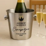 Personalised Any Message Champagne Flutes Motif Stainless Steel Ice Bucket - Image 4