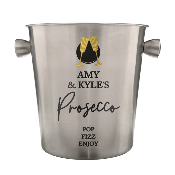 Personalised Any Message Champagne Flutes Motif Stainless Steel Ice Bucket