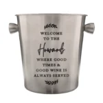 Personalised Black Text Any Message Leaf Design Stainless Steel Ice Bucket