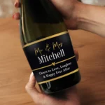 Personalised Any Message Black & Gold Label Design Bottle of Prosecco - Image 2