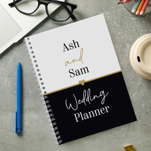Personalised Black & Gold Design Inclusive A5 Wedding Planner