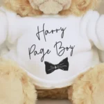 Personalised 'Page Boy' Black Bow Tie Motif Plush Teddy Bear - Image 2