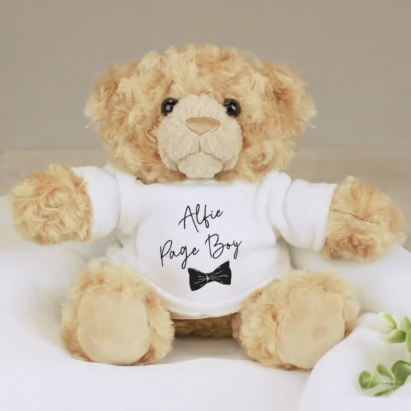 Personalised 'Page Boy' Black Bow Tie Motif Plush Teddy Bear