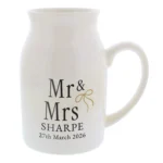 Personalised Any Message Gold Ribbon Motif Couples White Ceramic Flower Jug Vase - Image 5