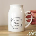 Personalised Any Message Wreath Design White Ceramic Flower Jug Vase - Image 2