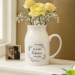 Personalised Any Message Wreath Design White Ceramic Flower Jug Vase - Image 3