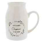 Personalised Any Message Wreath Design White Ceramic Flower Jug Vase - Image 4