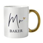 Personalised 'Mr' Gold Heart Motif Gold Handled Ceramic Mug - Image 4
