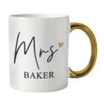 Personalised 'Mrs' Gold Heart Motif Gold Handled Ceramic Mug - Image 4