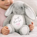 Personalised 'Flower Girl' Pink Ribbon Motif Plush Bunny Rabbit - Image 2