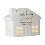 Personalised Any Message Black & Gold Text Ceramic LED Light-up House Ornament - Image 4