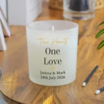 Personalised Any Message Black & Gold Text Scented Frosted Glass Jar Candle - Image 2