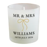 Personalised Any Message Gold Bow Motif Scented Frosted Glass Jar Candle - Image 4