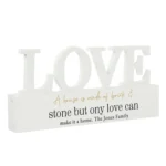 Personalised Any Message Black & Gold Text White Wooden Love Ornament - Image 4