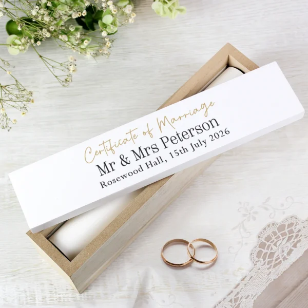 Personalised Any Message Black & Gold Text Wooden Certificate Holder