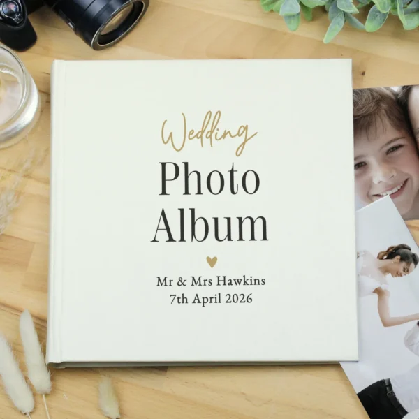 Personalised Any Message Black & Gold Text Square Photo Album