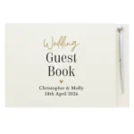 Personalised Any Message Black & Gold Text Hardback Guest Book & Pen - Image 5